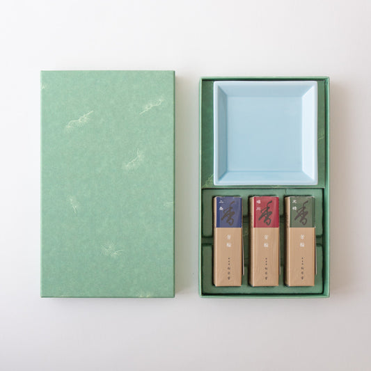 Shoyeido Hōrin Set - Nijō, Horikawa & Genroku - Sky Blue Plate (60 sticks)